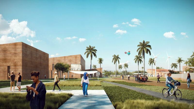 Rendering of IRESENs Green and Smart Building park in Benguerrir- Morocco as designed by YDA Architects (http://yd-a.com/en/). Photo by YDA from aplus.studio