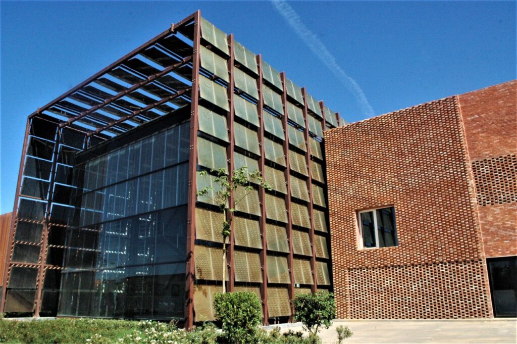 BIPV glas exhibition hall of IRESENs Green and Smart Building park in Benguerrir- Morocco. Picture by IRESEN